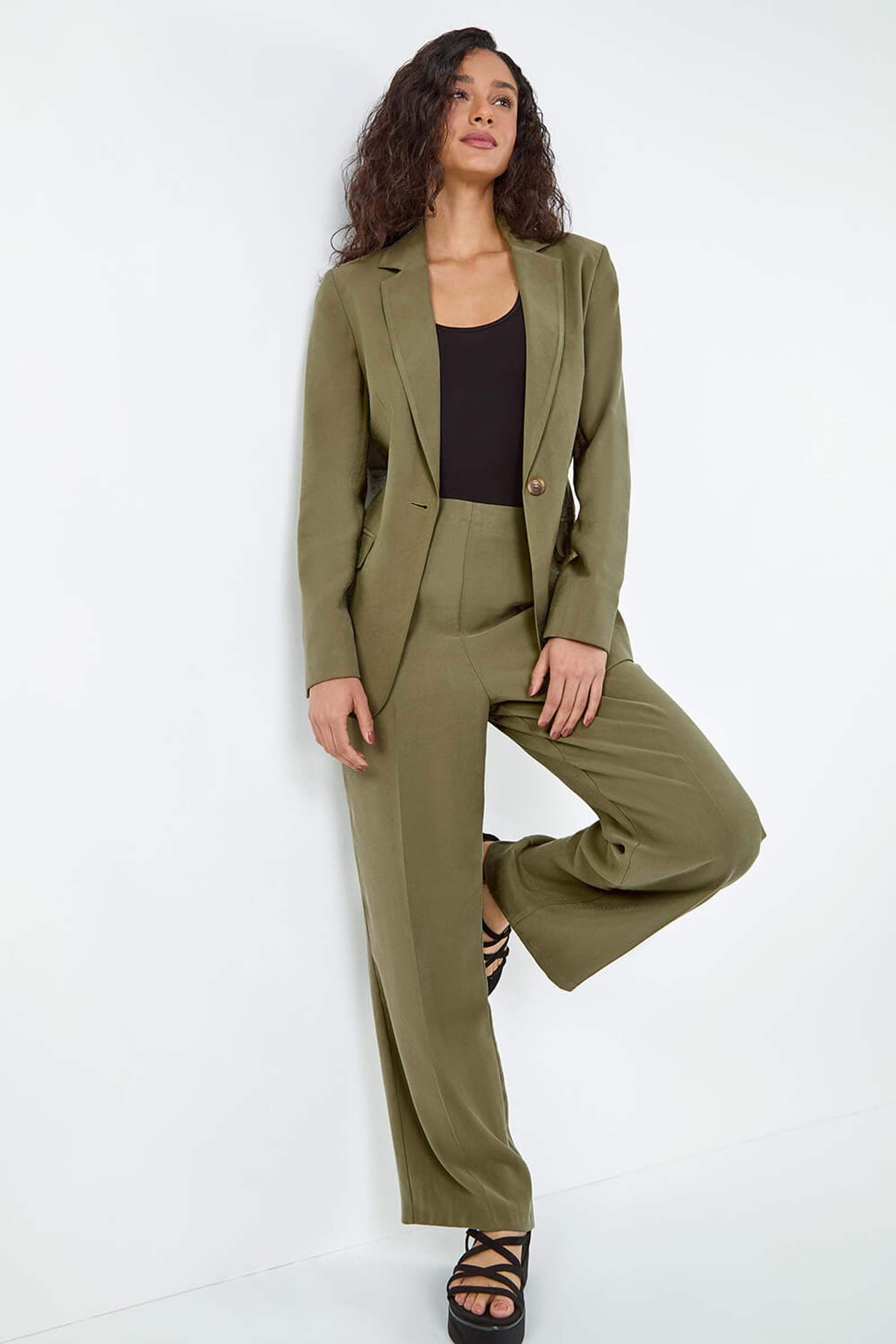 Dusk Green Tie Belt Blazer Jacket