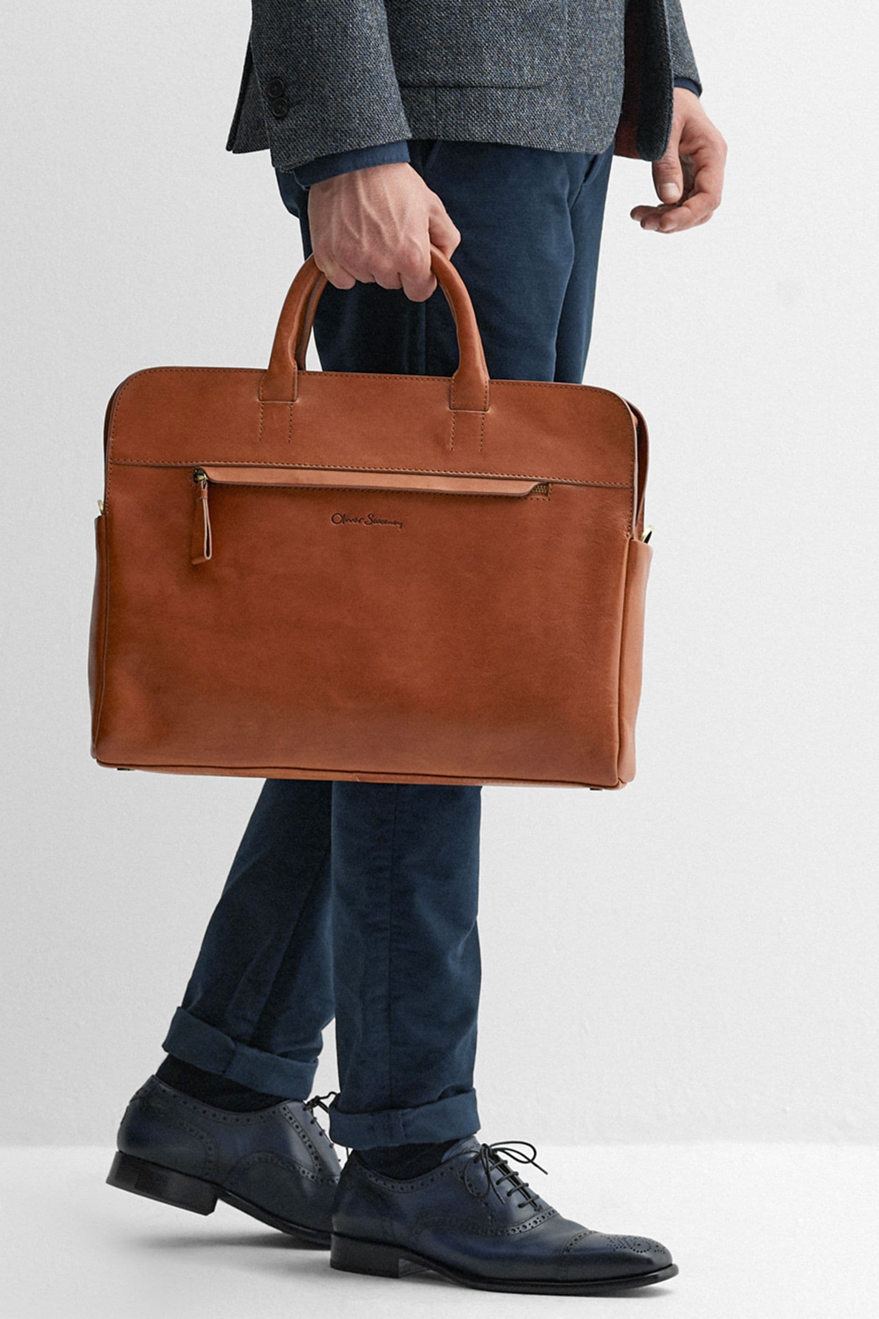 Buy Oliver Sweeney Calf Leather Brown Briefcase from the Next UK online shop
