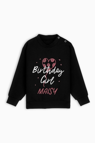 Dollymix Girls Personalised Birthday Black Sweatshirt