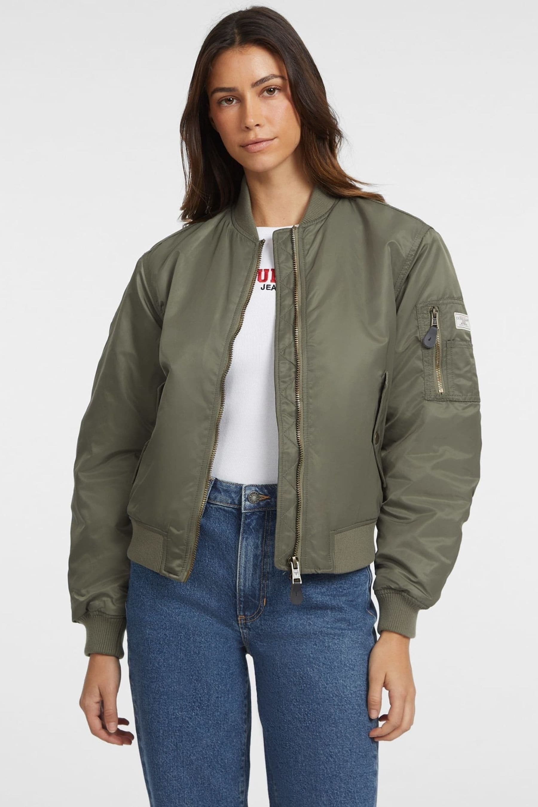 Buy GUESS JEANS Khaki Green Bomber Jacket from the Next UK online shop