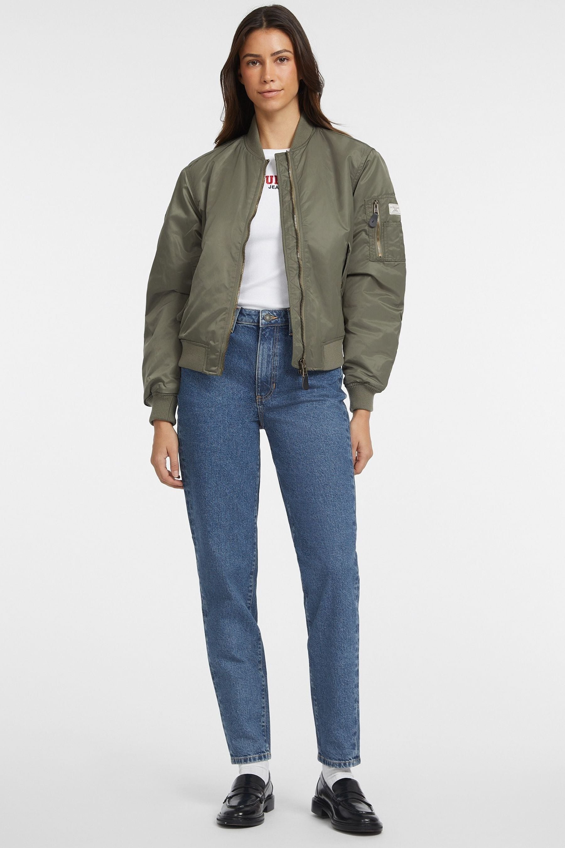 Guess green bomber jacket outlet