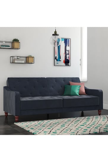 Novogratz Blue Vintage Tufted Futon