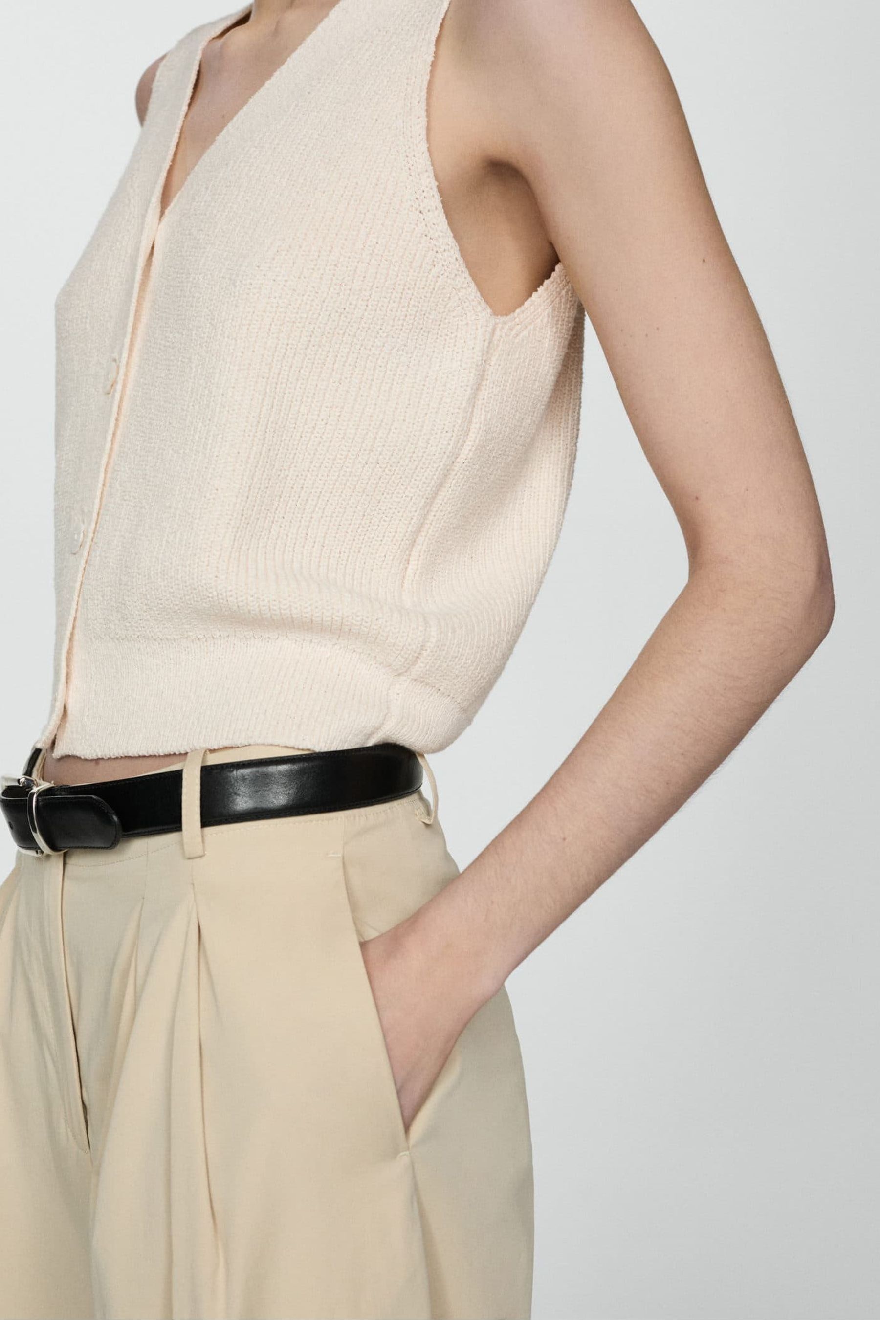 Mango Cream Ribbed Jersey Jacket