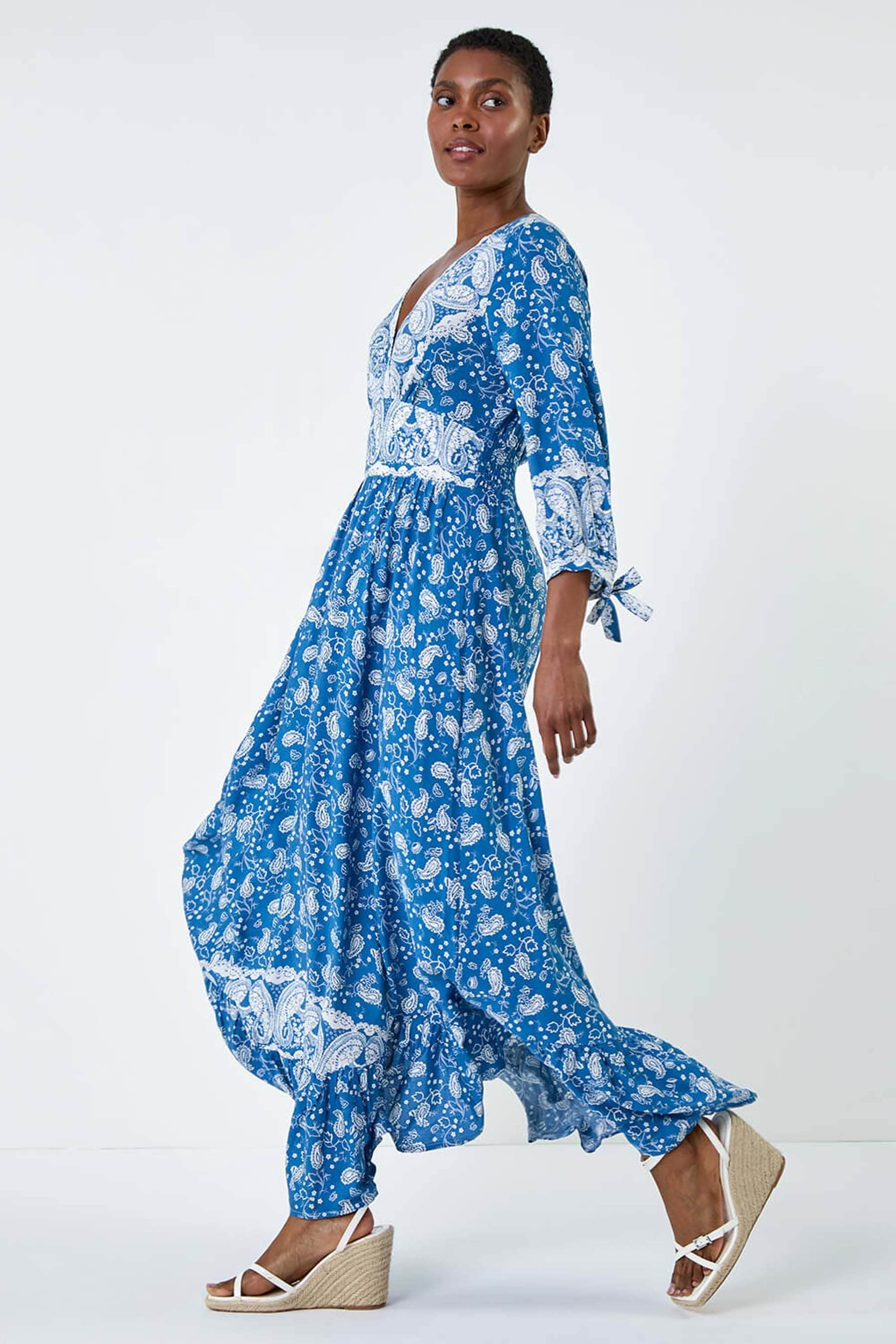 Blue paisley maxi dress outlet