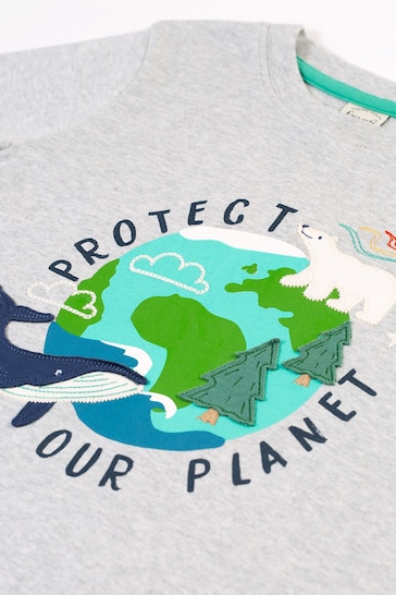 Frugi Grey Planet Applique Top