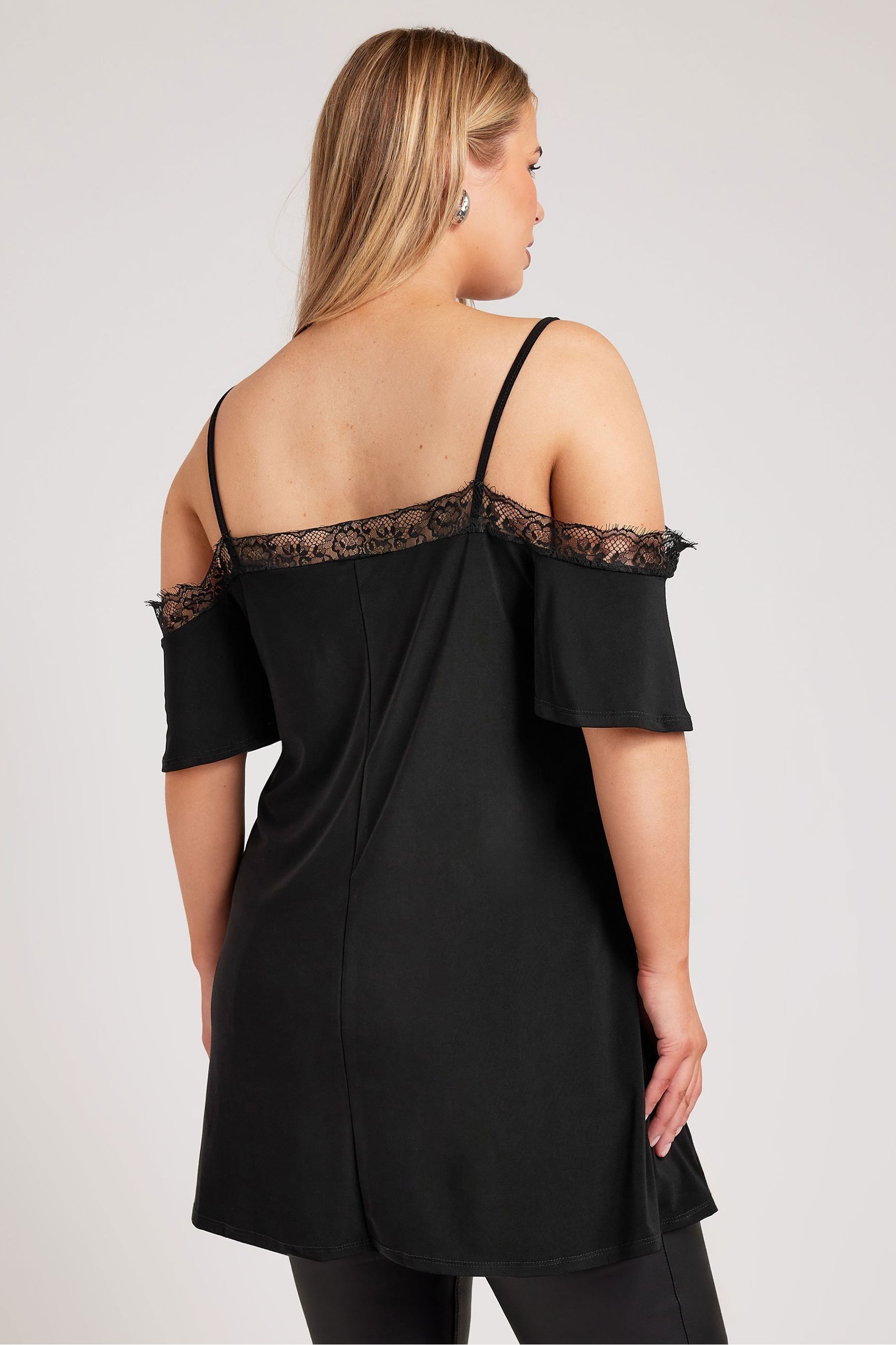 Black lace cold shoulder dress cheap