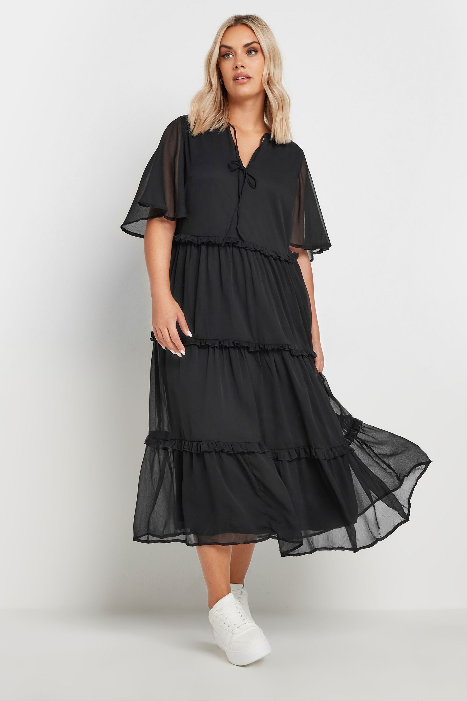 Chiffon layered dress plus size sale