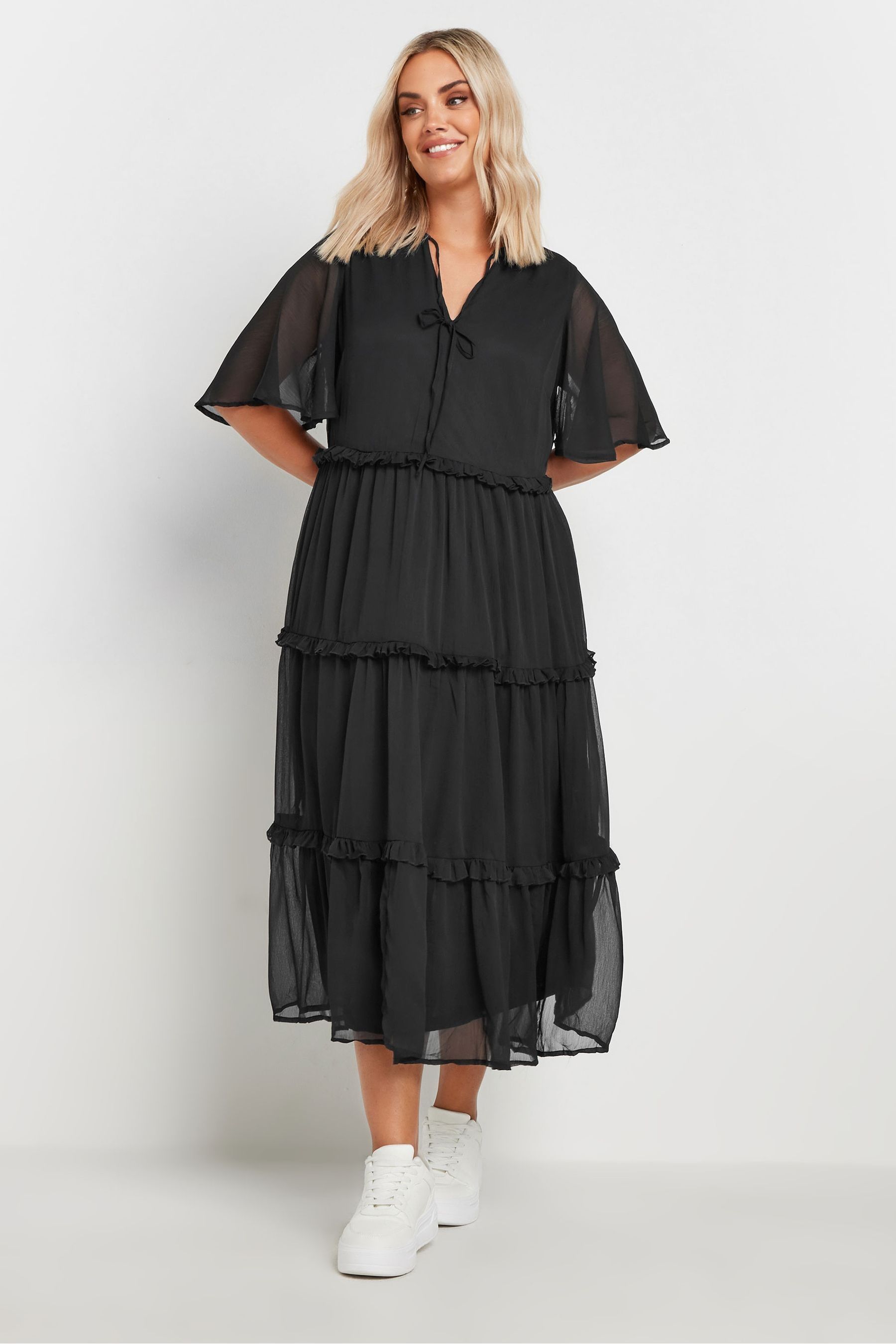 Black chiffon gown long shop