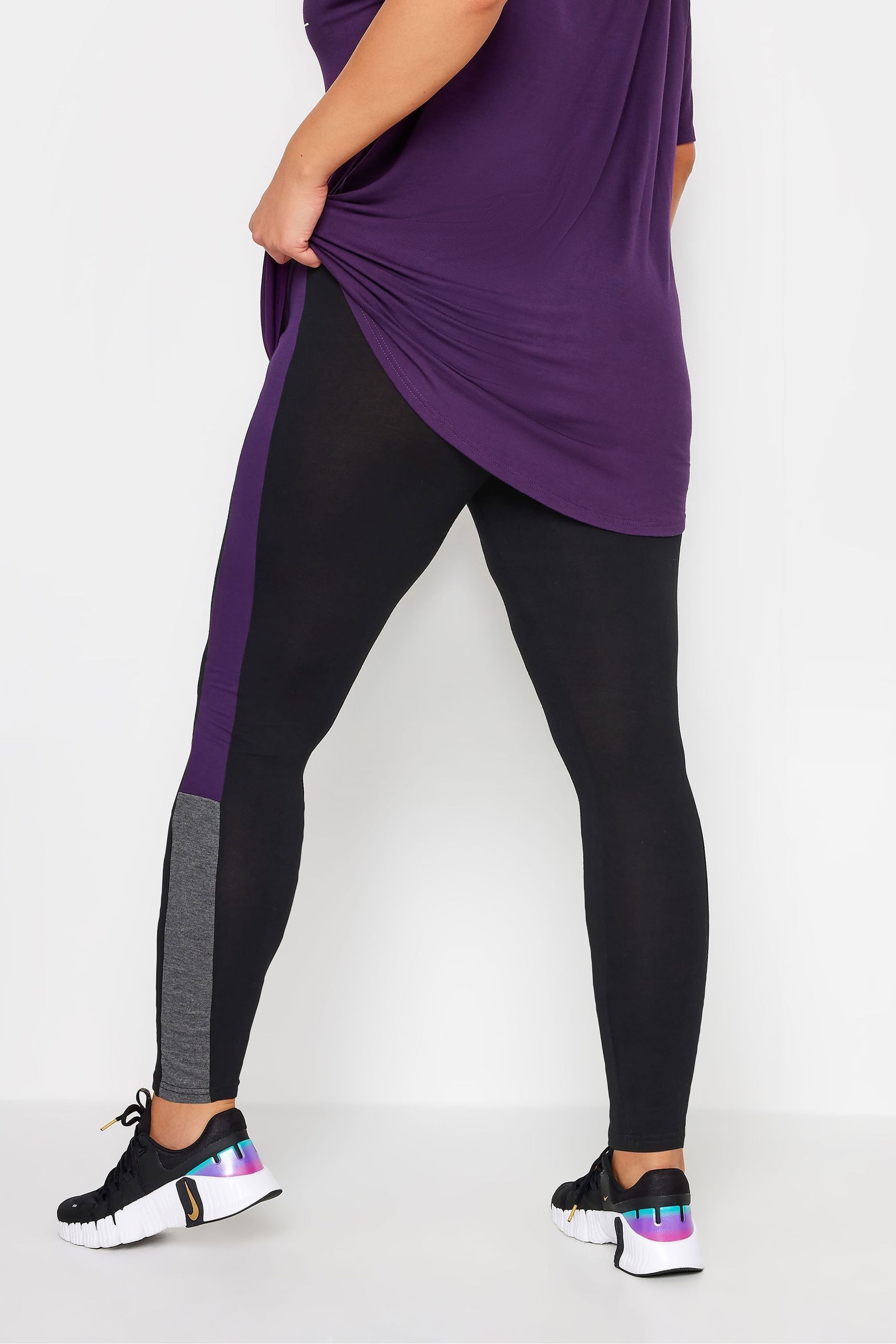 Black and purple leggings store
