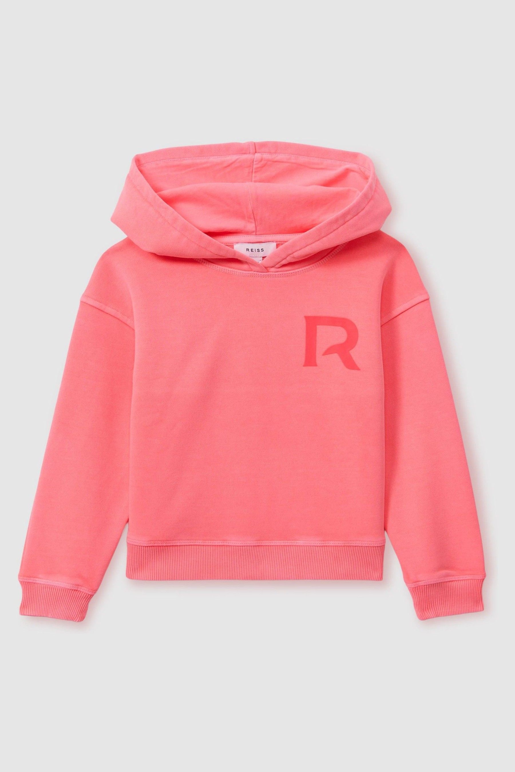 Reiss Bright Pink Kelly Junior Oversized Logo Cotton Blend Hoodie