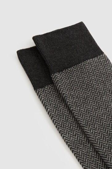 Reiss Charcoal/Grey Otis Cotton-blend Socks