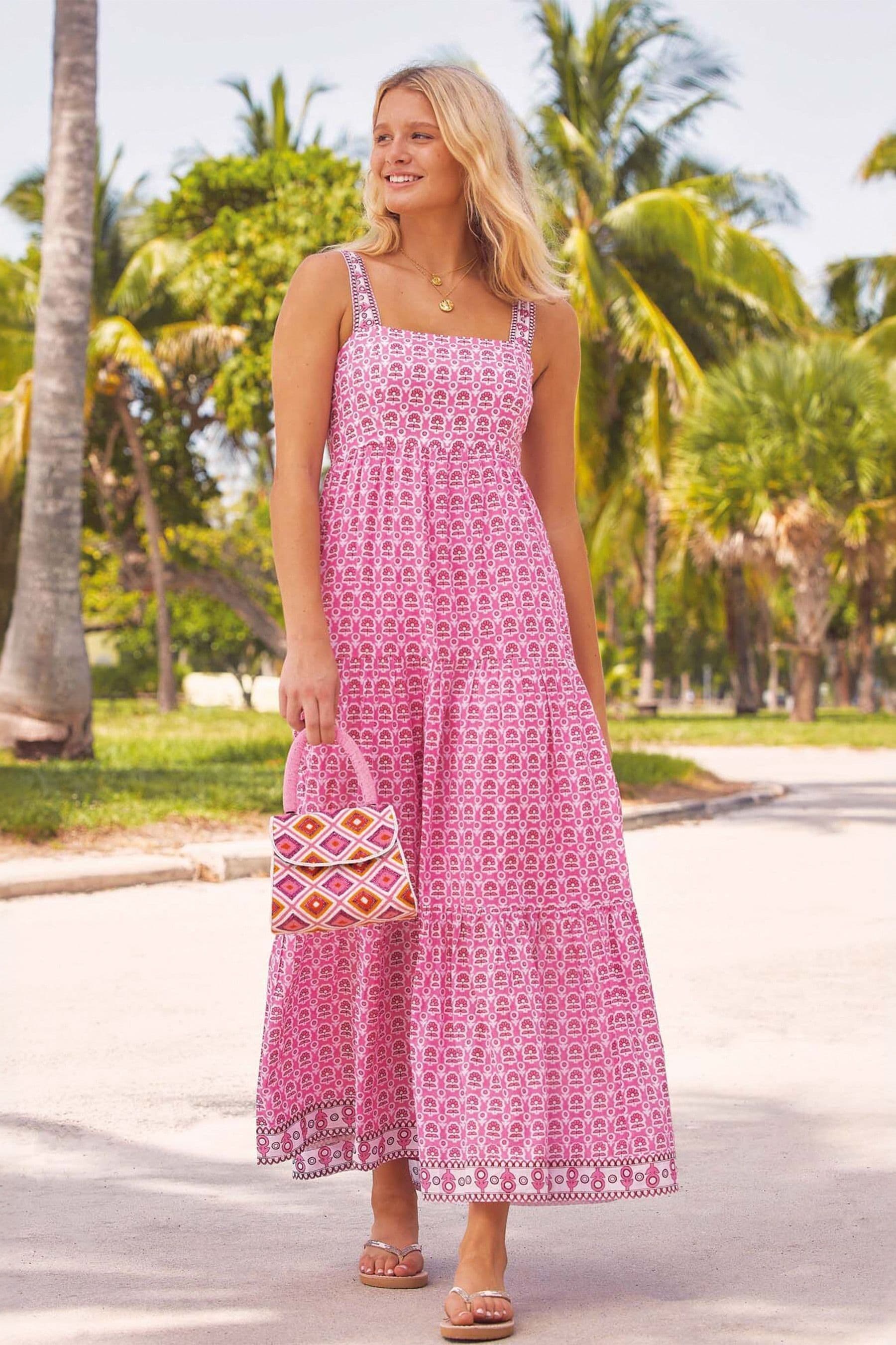 Pink maxi dress uk discount