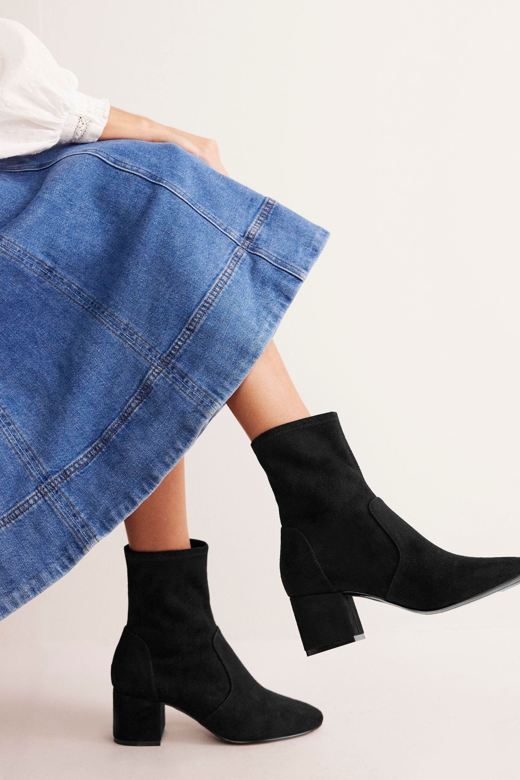 Buy Boden Black Stretch Ankle Boots from the Next UK online shop