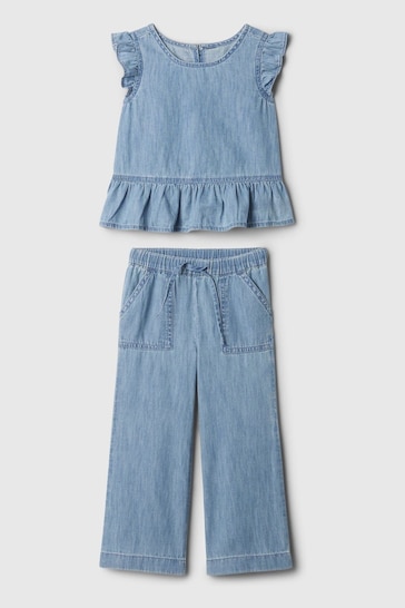 Gap Blue Denim Ruffle Top and Trouser Set (6mths-5yrs)