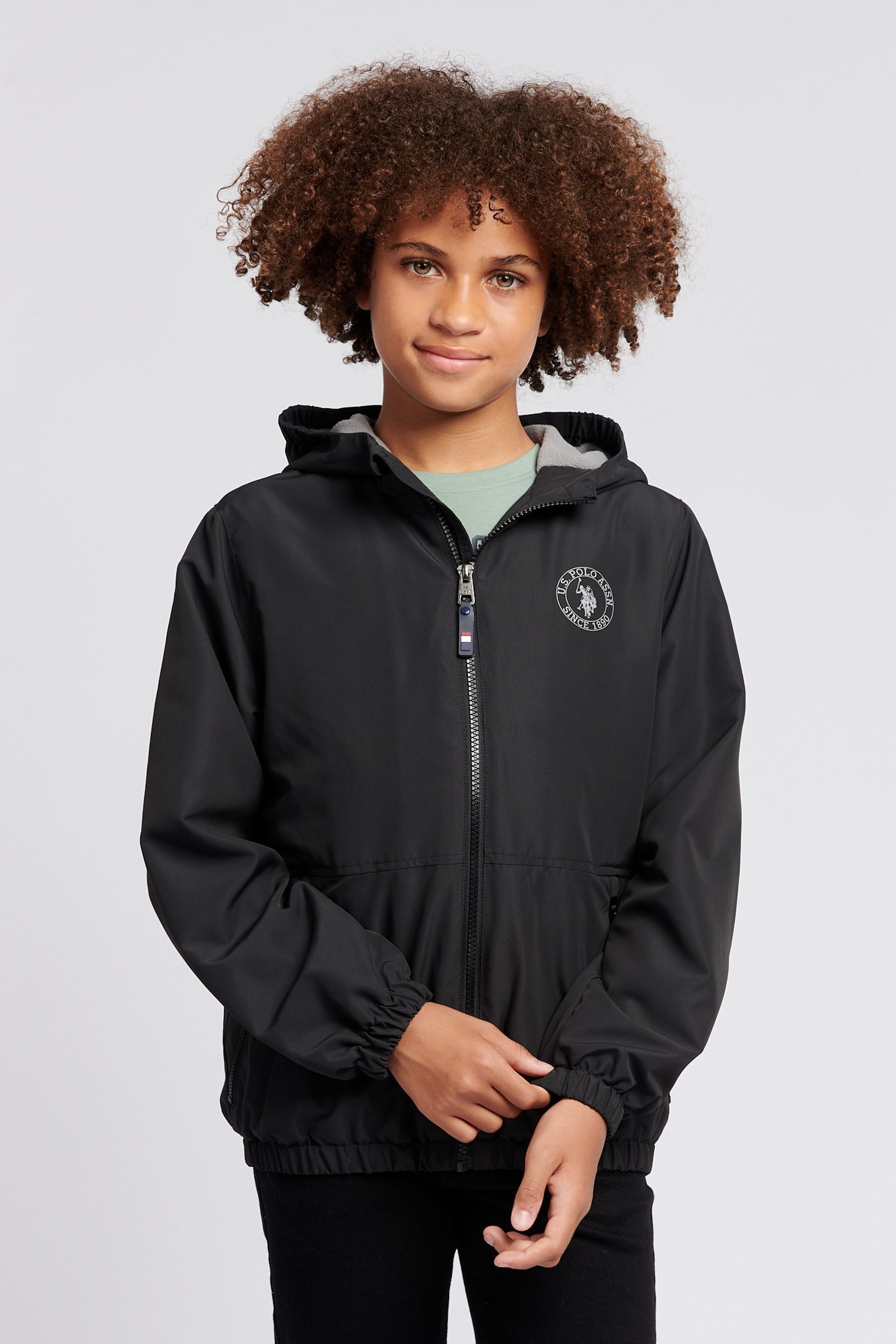 U.S. Polo Assn. Black Fleece Lined Boys Windcheater