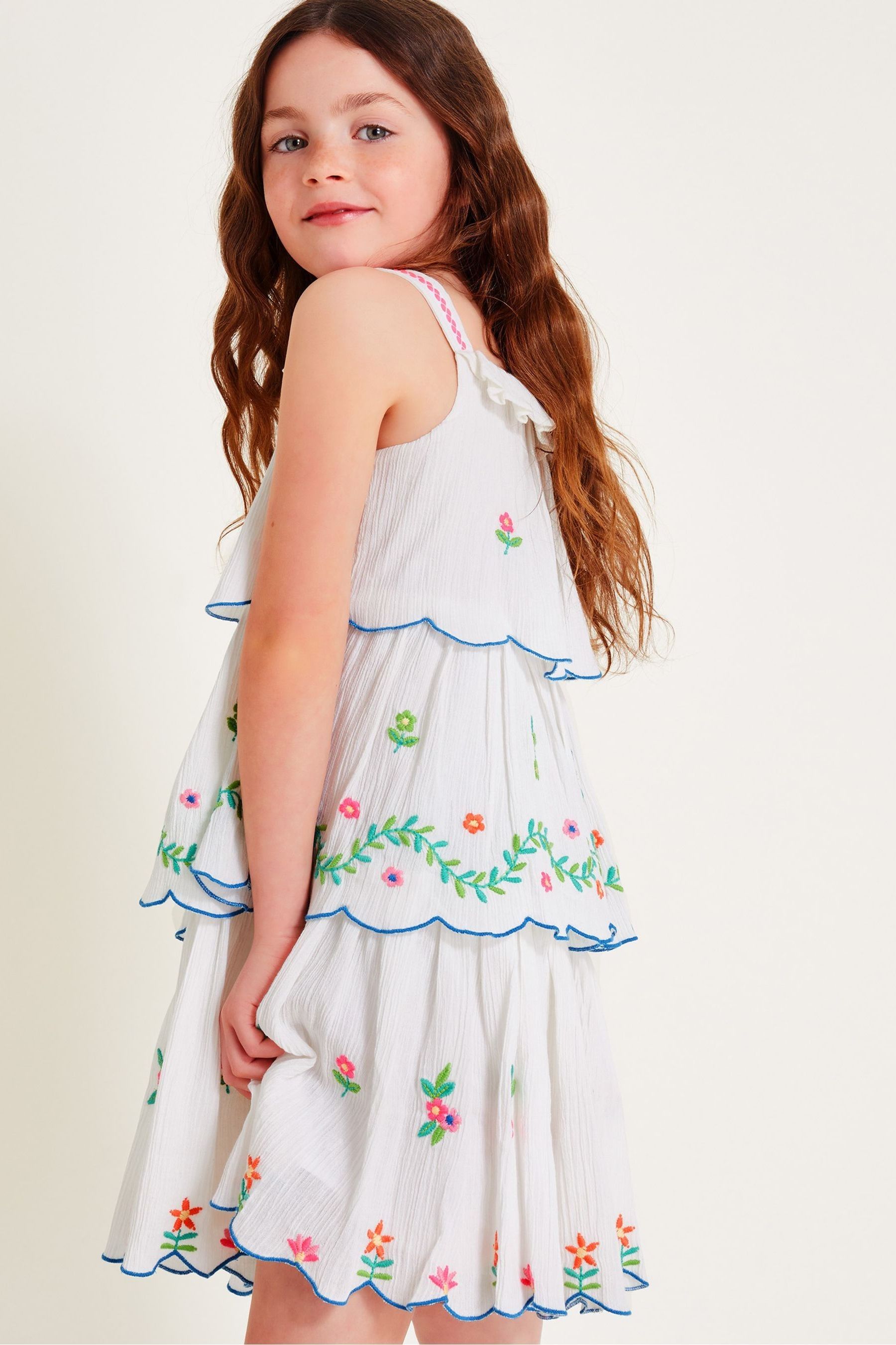 Buy Monsoon White Floral 100 Cotton Cheesecloth Dress from the Next UK online shop