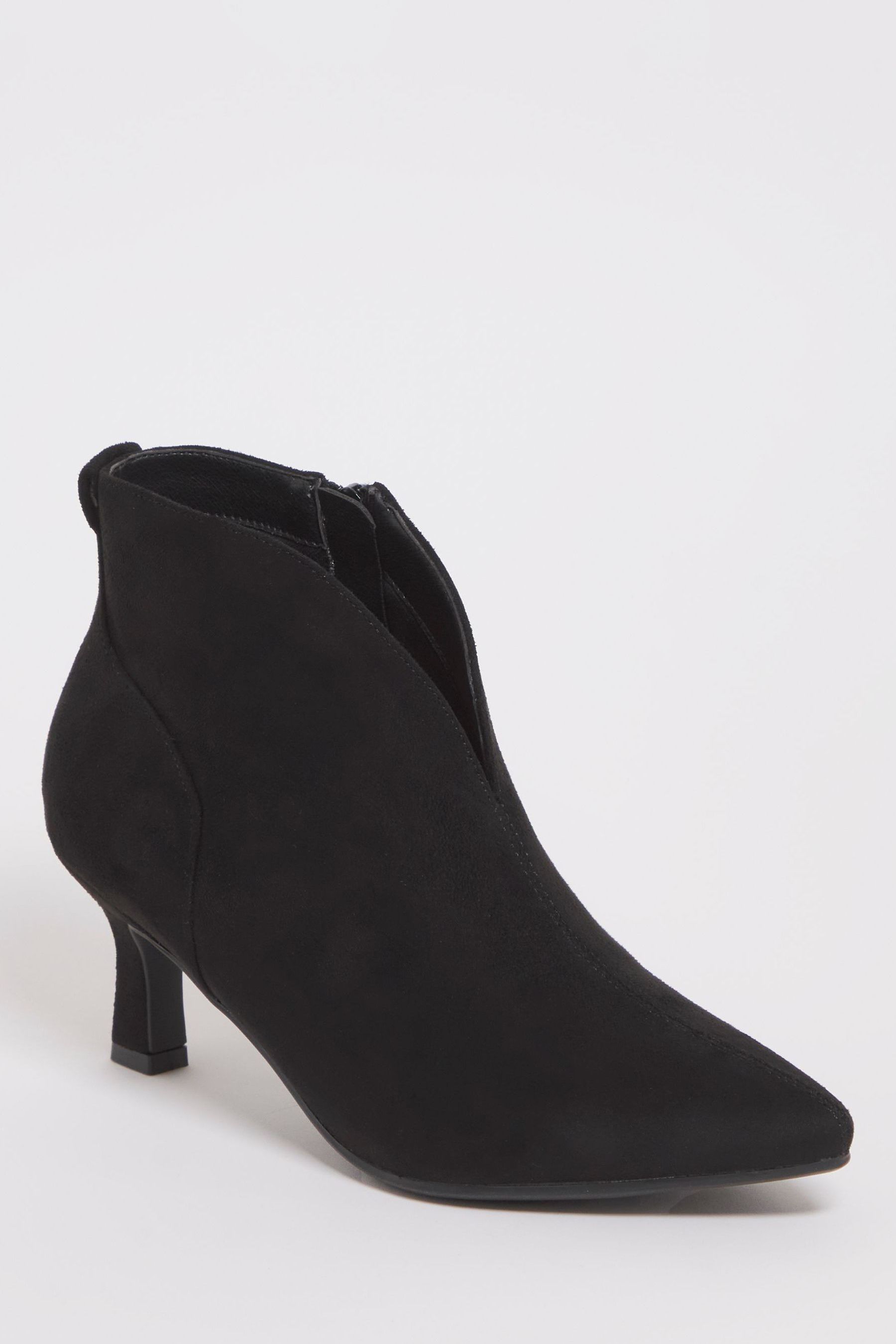 Black kitten heel shoe boots deals