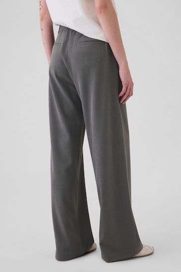 Gap Grey 365 High Rise Brushed Twill Pleated Taper Trousers