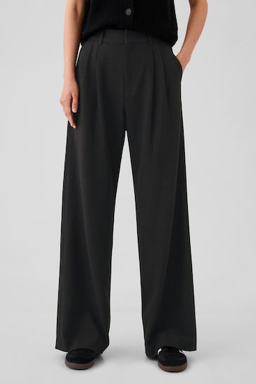 Gap Black 365 High Rise Brushed Twill Pleated Trousers