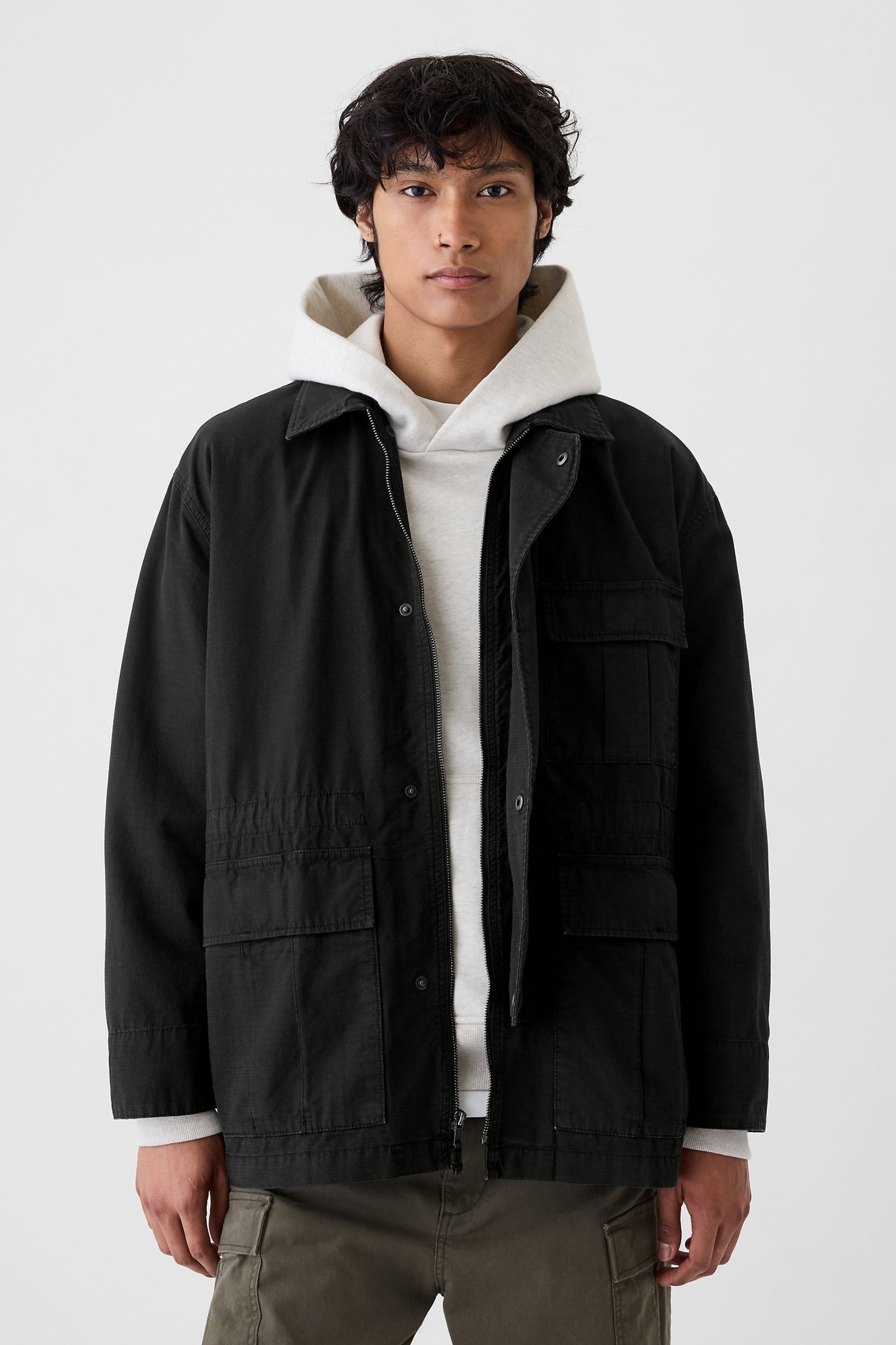 Gap Black Ripstop Utility Fatigue Jacket