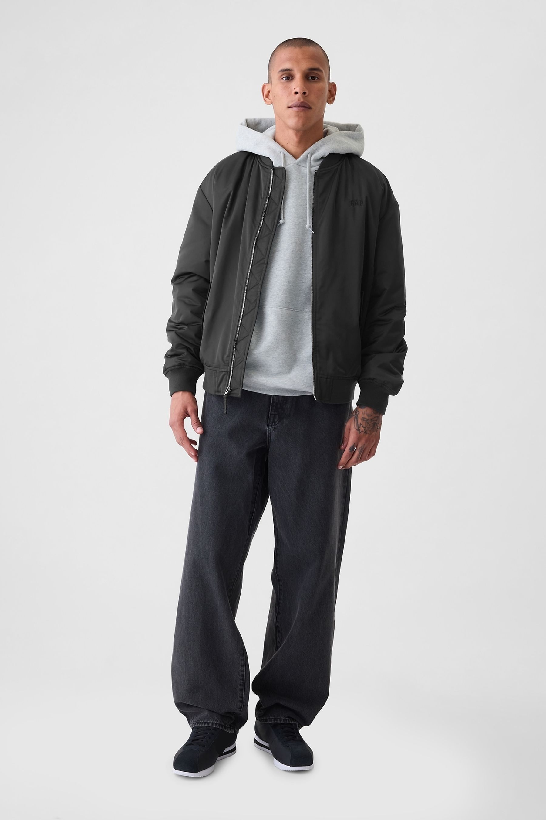Black bomber jacket gap clearance