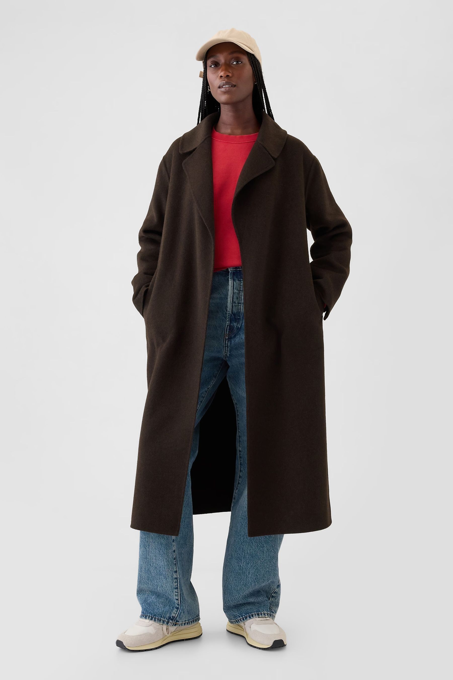 Buy Gap Brown Belted Double Faced Wool Blend Trench Coat from the Next UK online shop