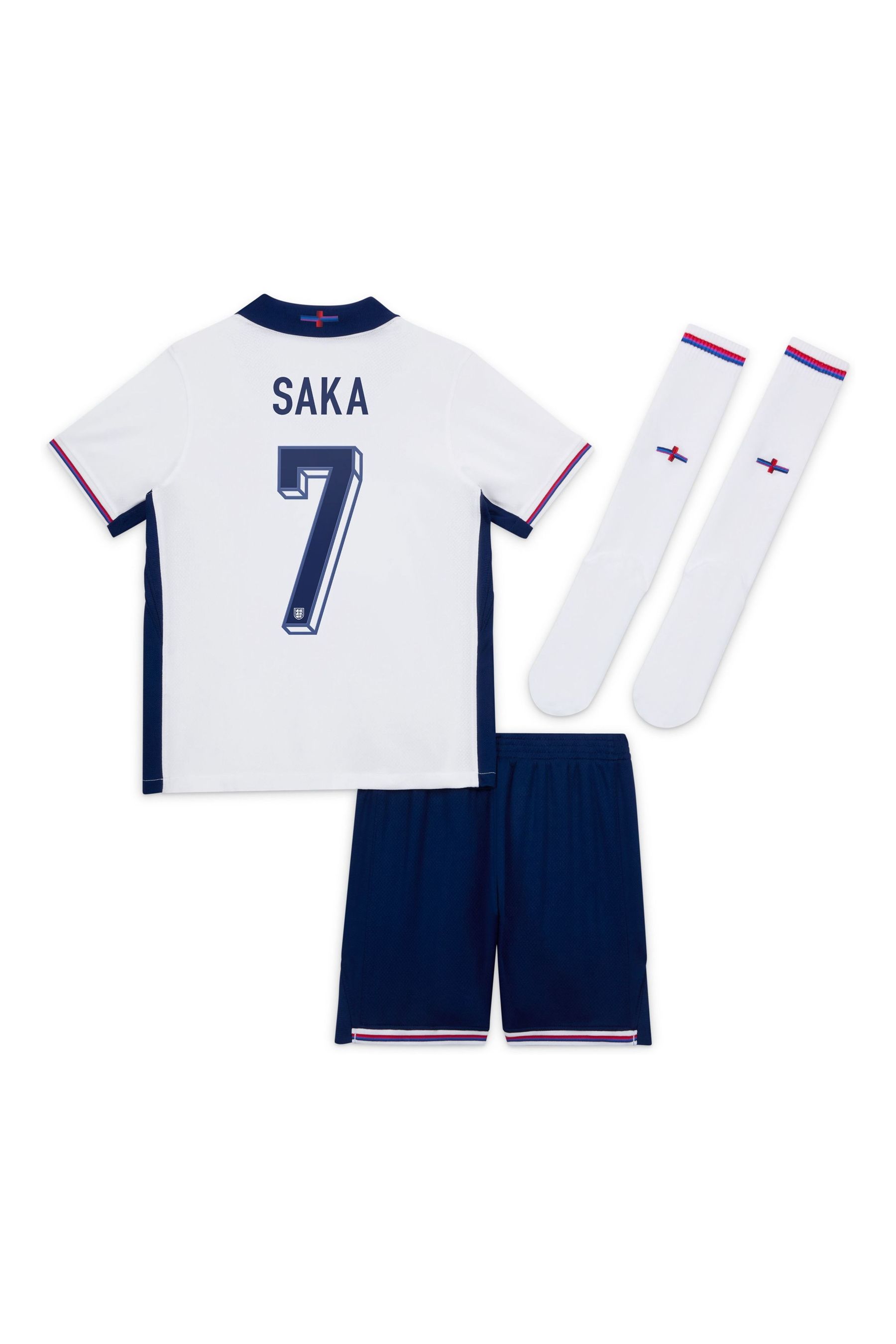 Buy Nike White Saka 7 Little Kids England Home Stadium 2024 Mini Kit from the Next UK online shop