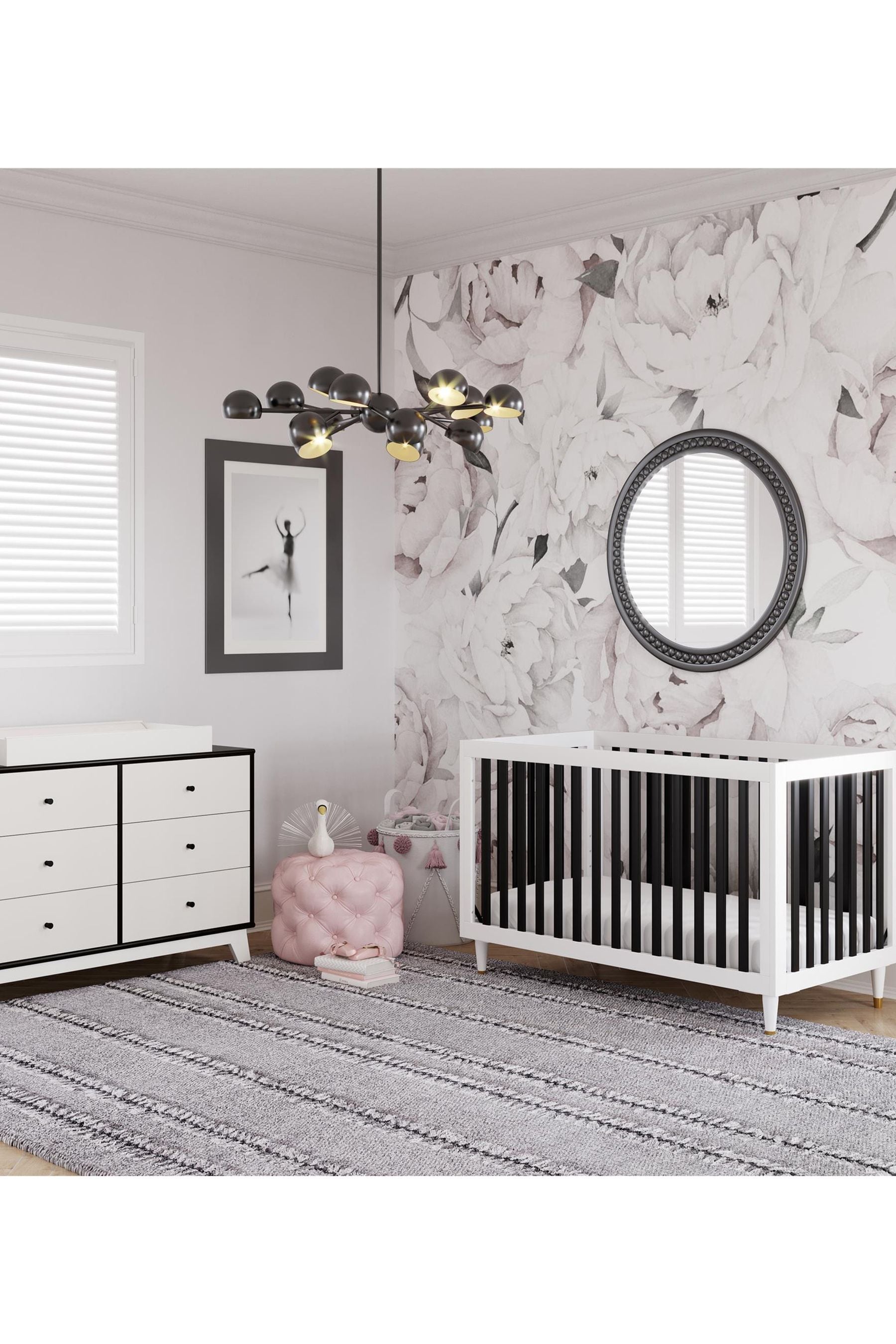 Buy Little Seeds White Black Rowan Valley Flint 3 in 1 Crib with Rail from the Next UK online shop