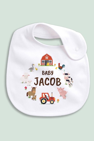 Little Years Personalised Farm Animals White Bibs