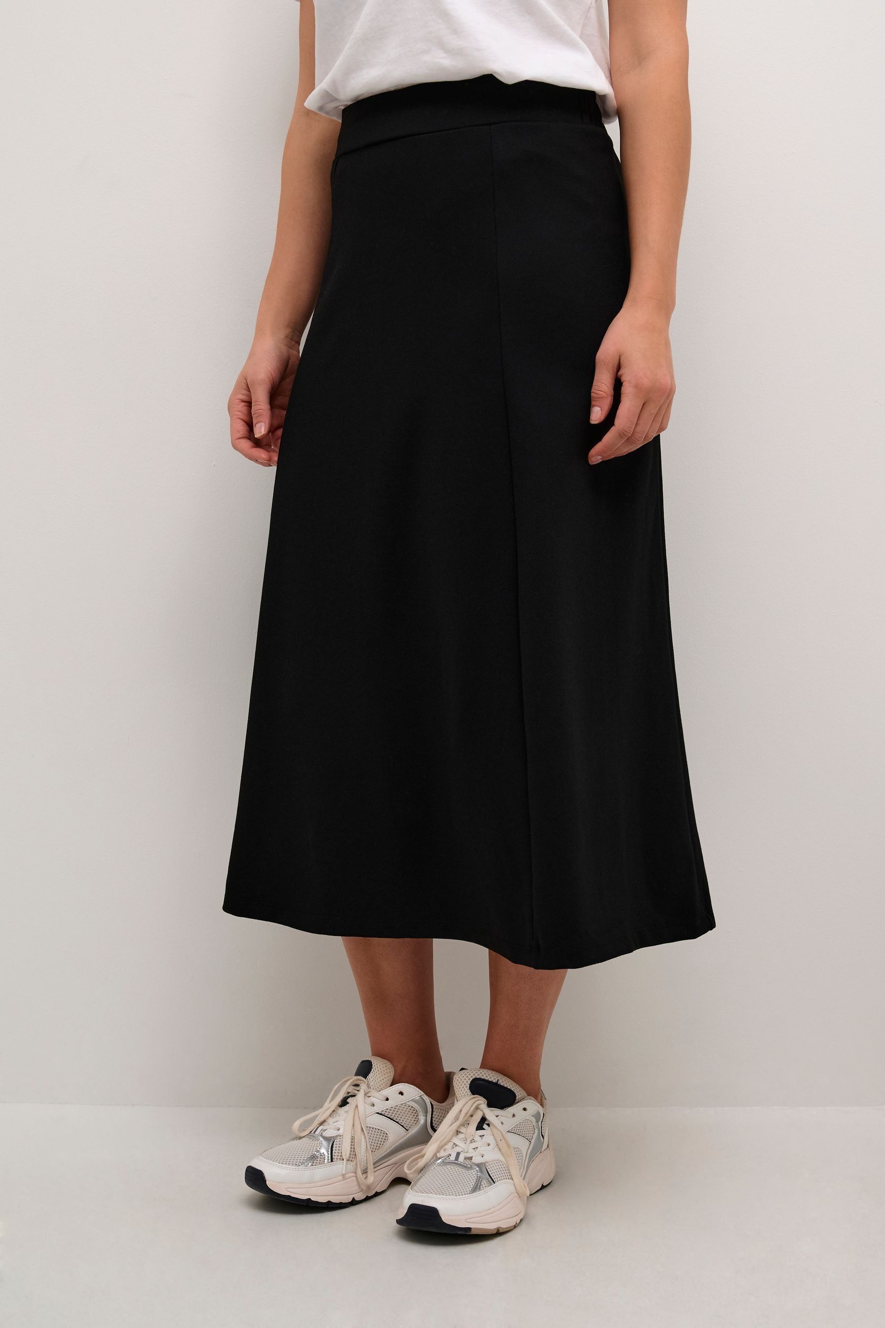 Kaffe Frederikke Jersey A Line Midi Black Skirt