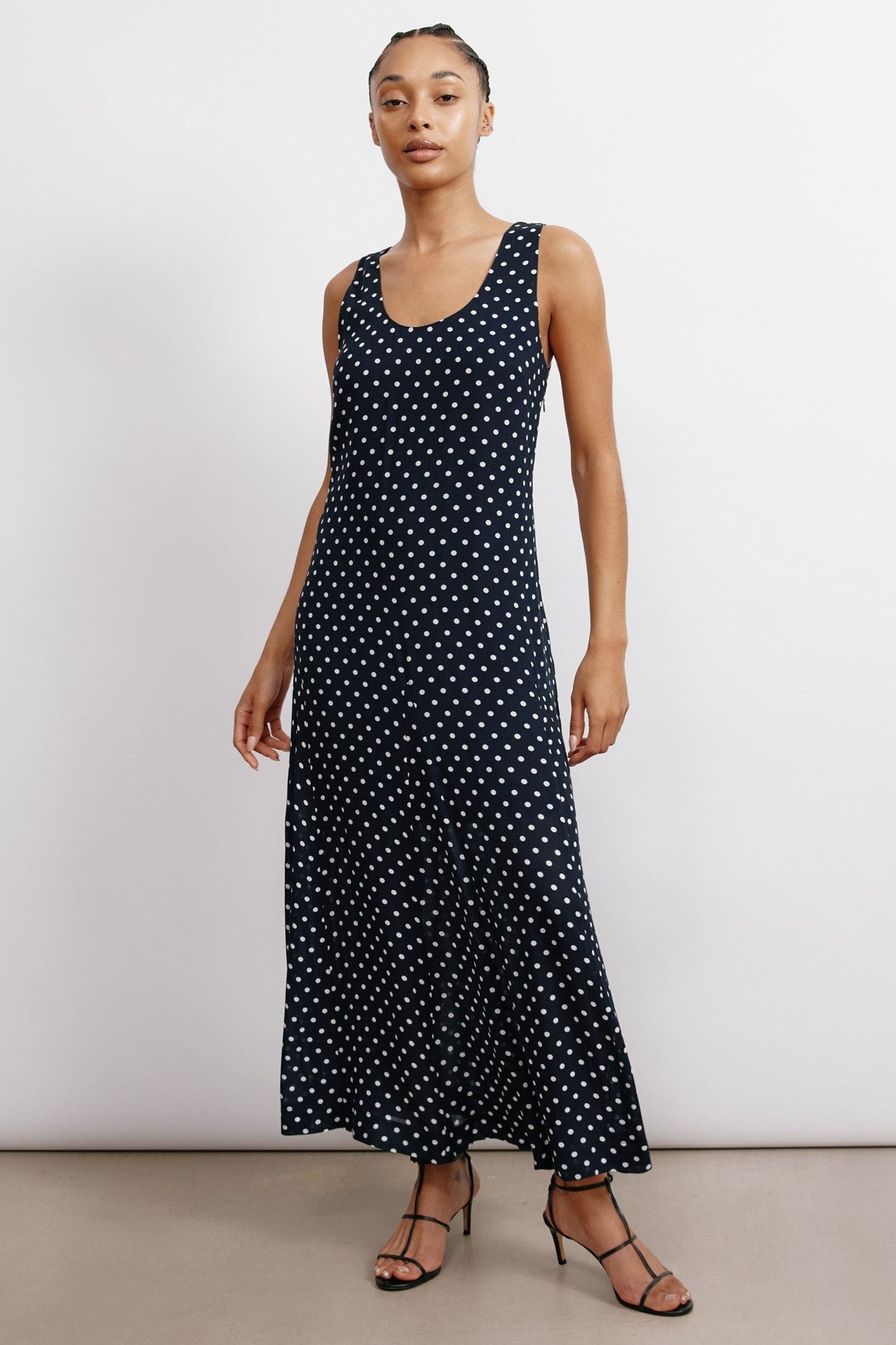 Albaray Blue Spot Godet Maxi Dress