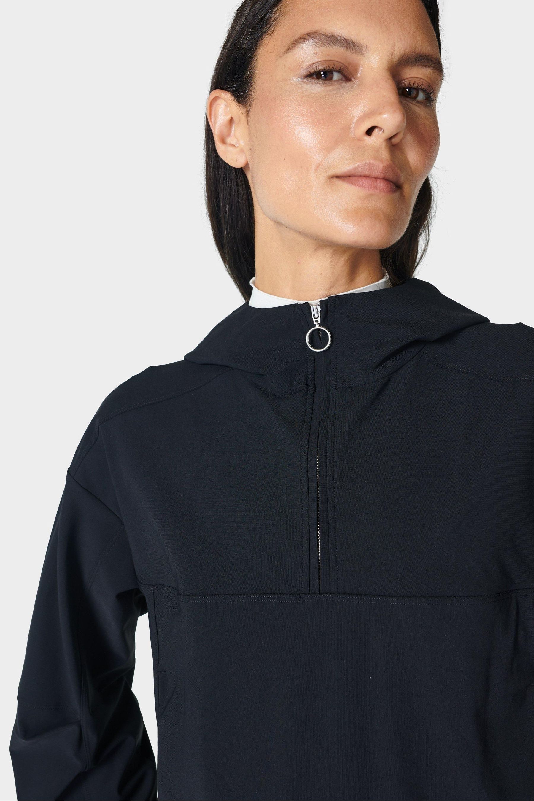 Black winter hoodie top