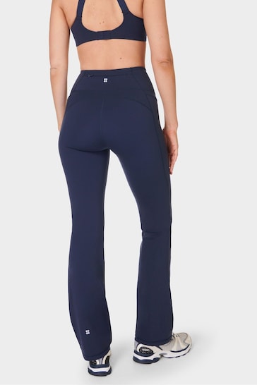 Sweaty Betty Blue Power 32 Workout Boot Cut Trouser Wrap Waist