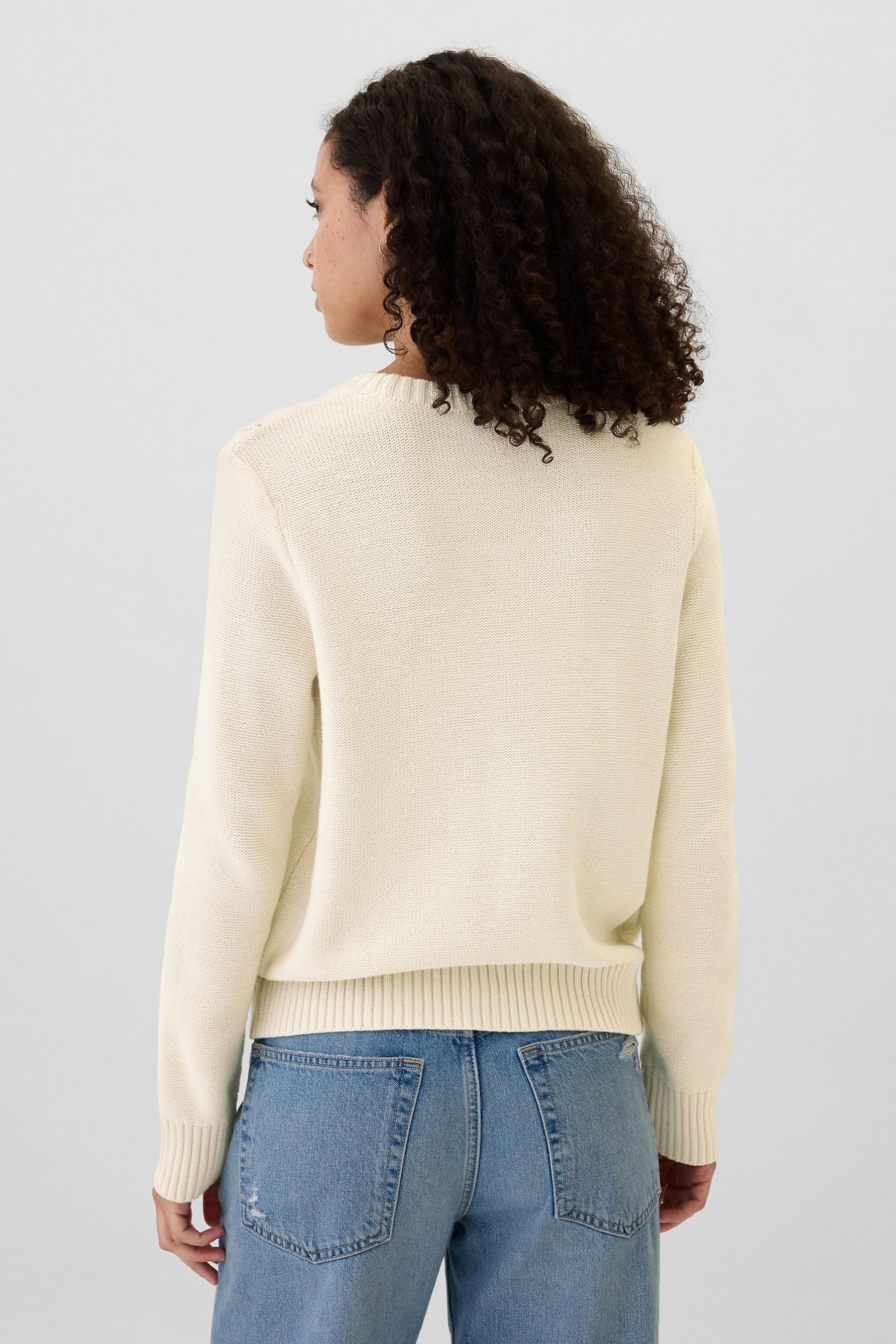 Gap Cream 100 Cotton Cable Knit Crew Neck Jumper