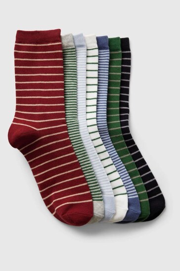 Gap Black/Green/Red Stripe Crew Socks 7-Pack