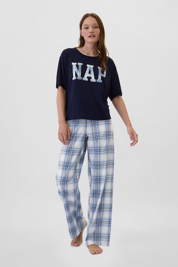 Gap Blue Poplin Print Pyjama Trousers