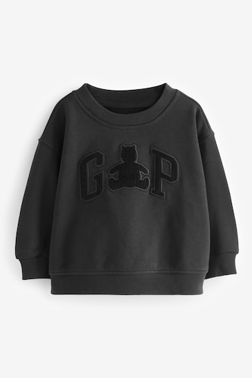 Gap Black Brannan Bear Logo Crewneck Sweatshirt (6mths-5yrs)