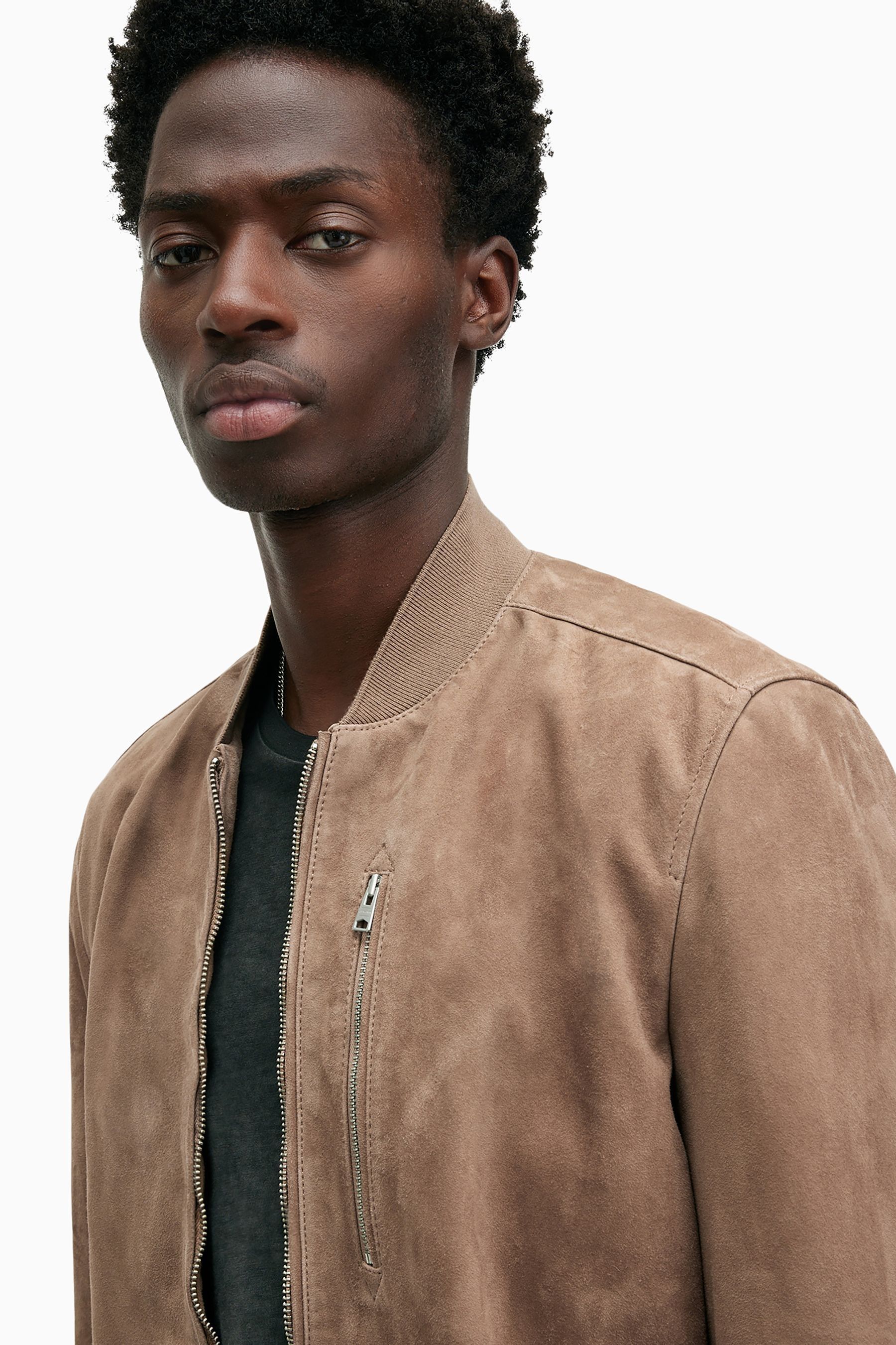 Allsaints kemble suede bomber jacket clearance