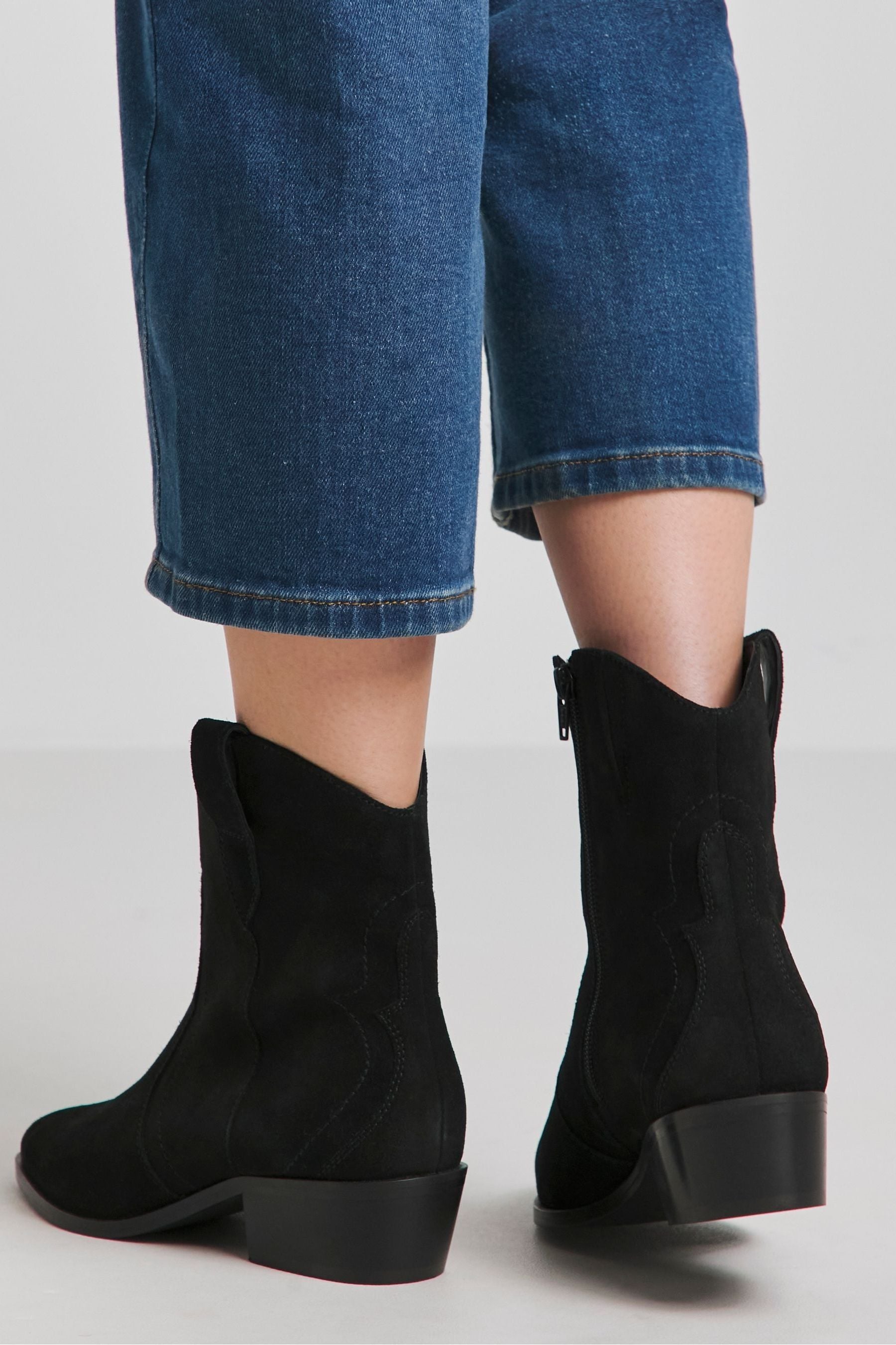 Buy JD Williams Black Classic Suede Western Ankle Boots In Extra Wide Fit from the Next UK online shop