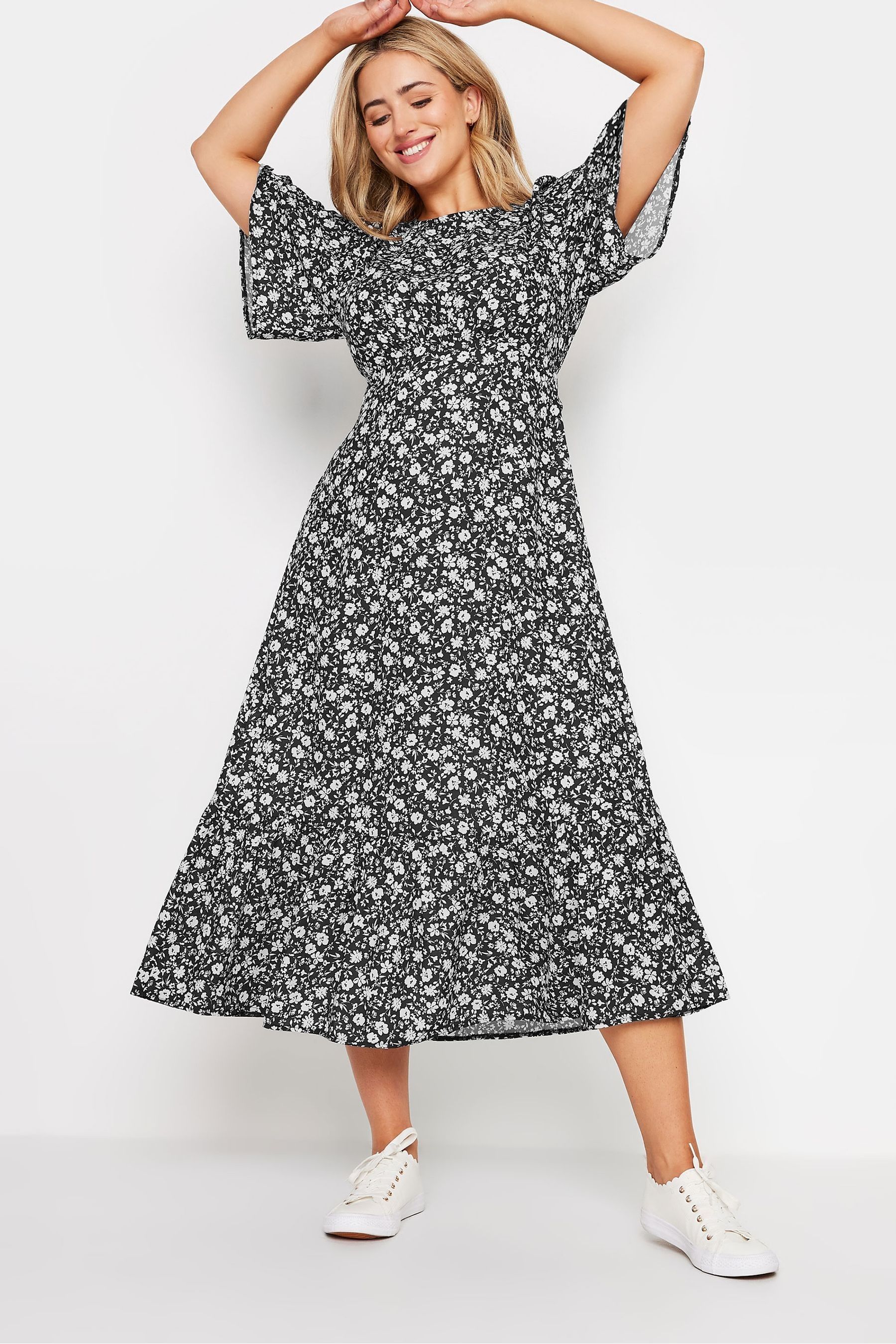Black floral boho dress online