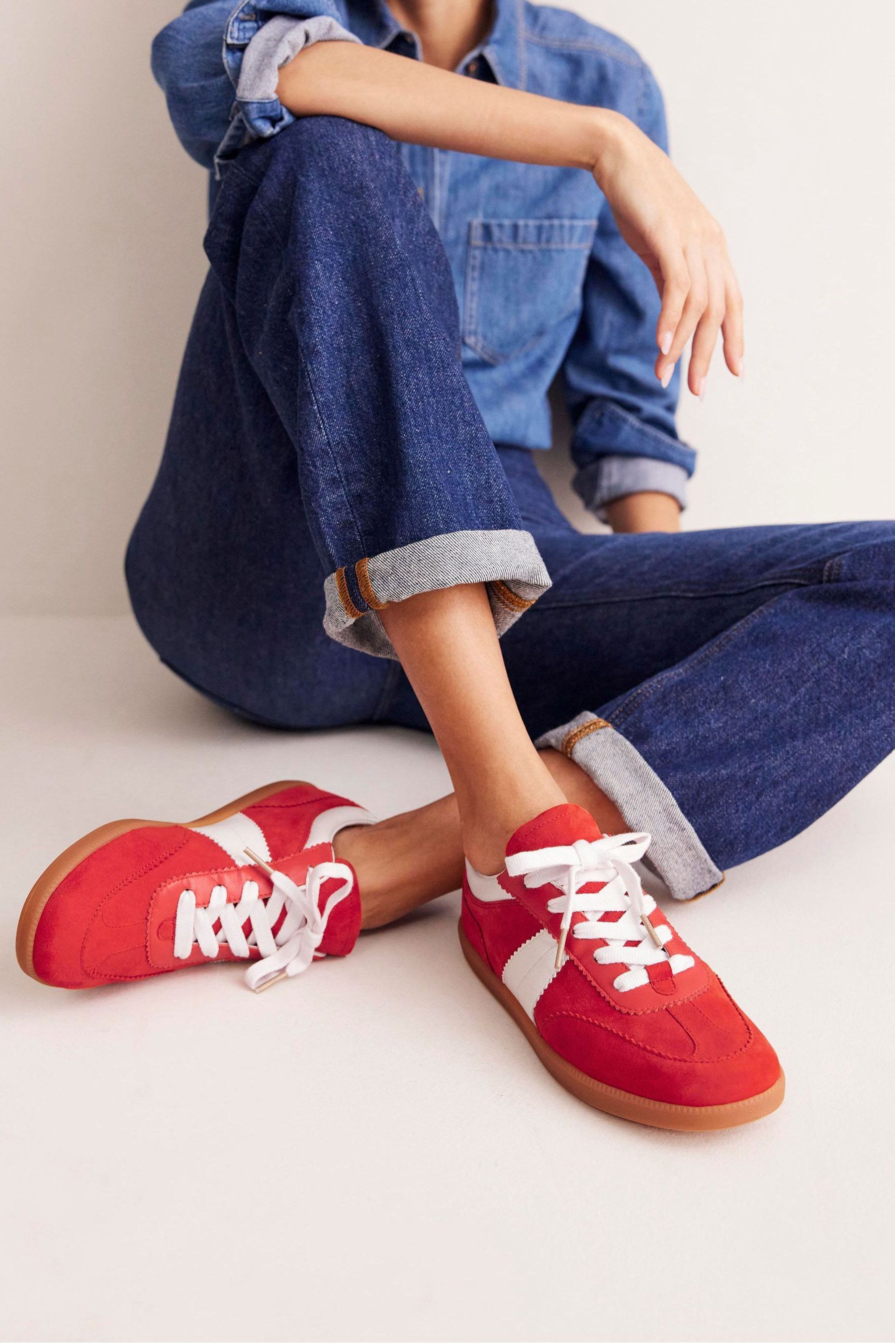 Boden Red Erin Retro Tennis Trainers