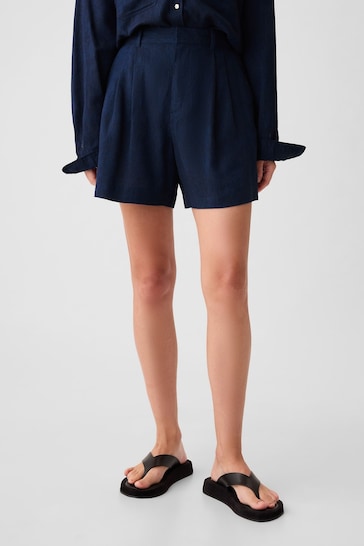 Gap Navy/Blue 4" Linen Cotton Everyday Shorts
