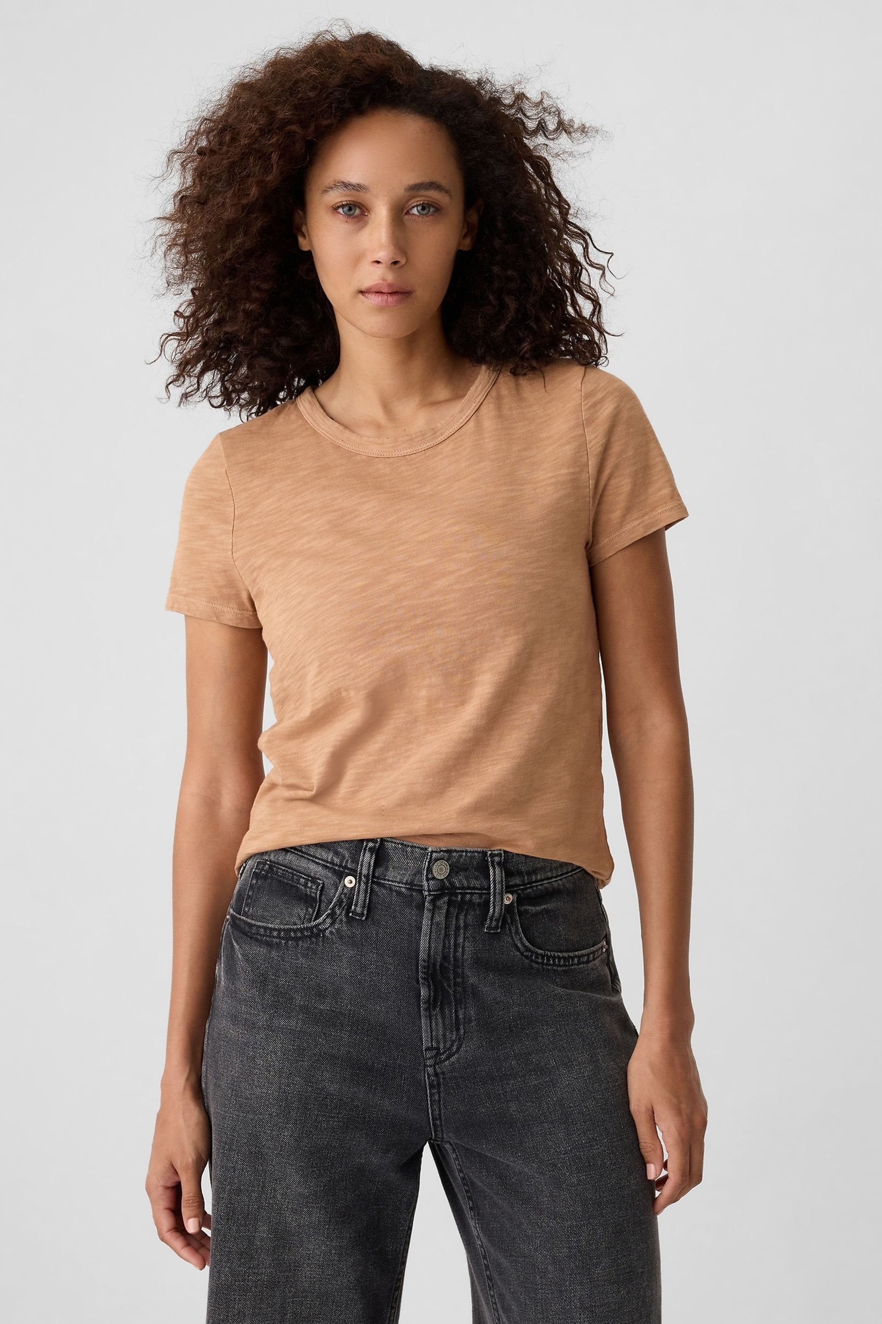 Gap Brown Cotton Short Sleeve Crew Neck T Shirt