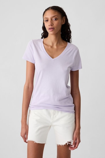 Gap Purple Favourite Short Sleeve V Neck T-Shirt