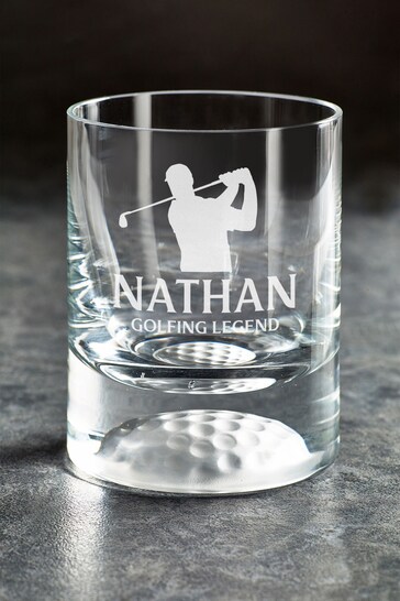Personalised Golf Ball moulded into the base of Glass "His or Her Figure" Design by Loveabode