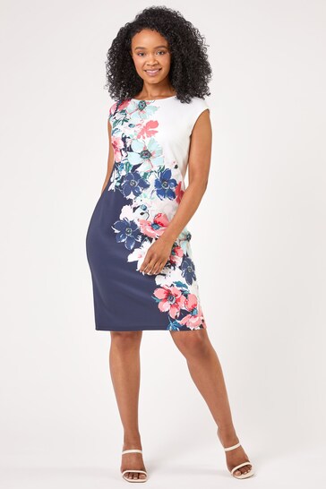 Buy Roman Blue Petite Floral Placement Print Scuba Dress from the Next UK  online shop