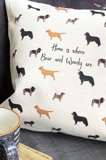 Personalised Home is Where The Dog Is Cushion by Solesmith