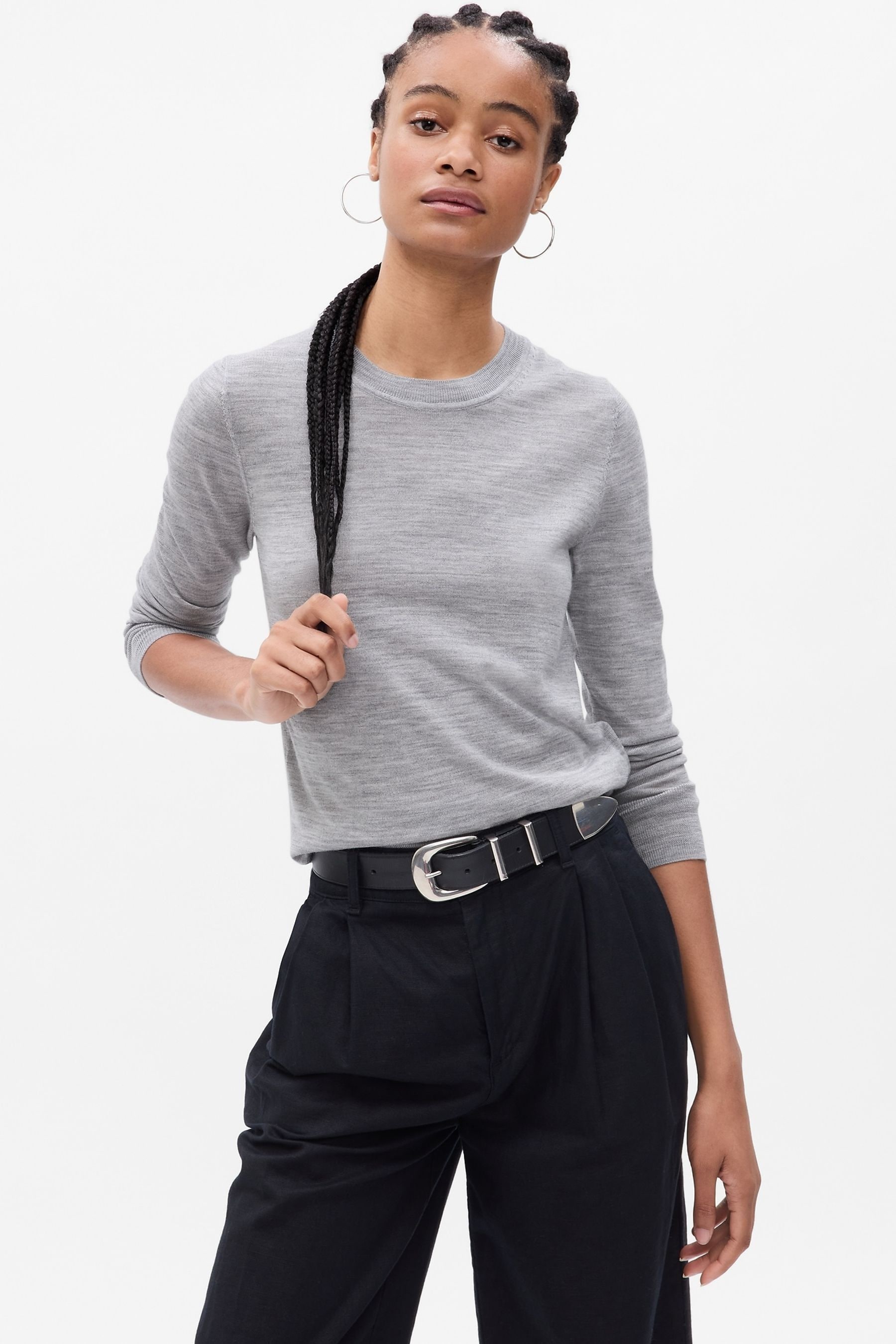Gap Grey Merino Wool Crew Neck Jumper