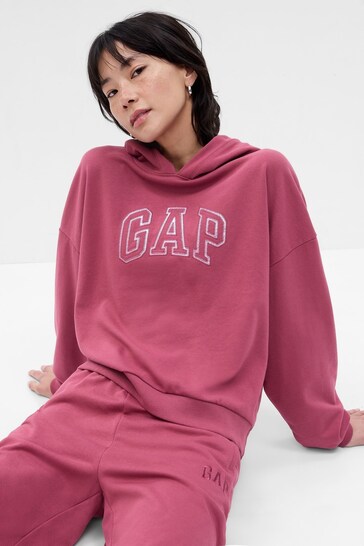 Gap Pink Vintage Soft Arch Logo Long Sleeve Hoodie