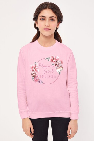 Personalised Lipsy Name Floral Wreath Flower Girl Kid's Sweatshirt